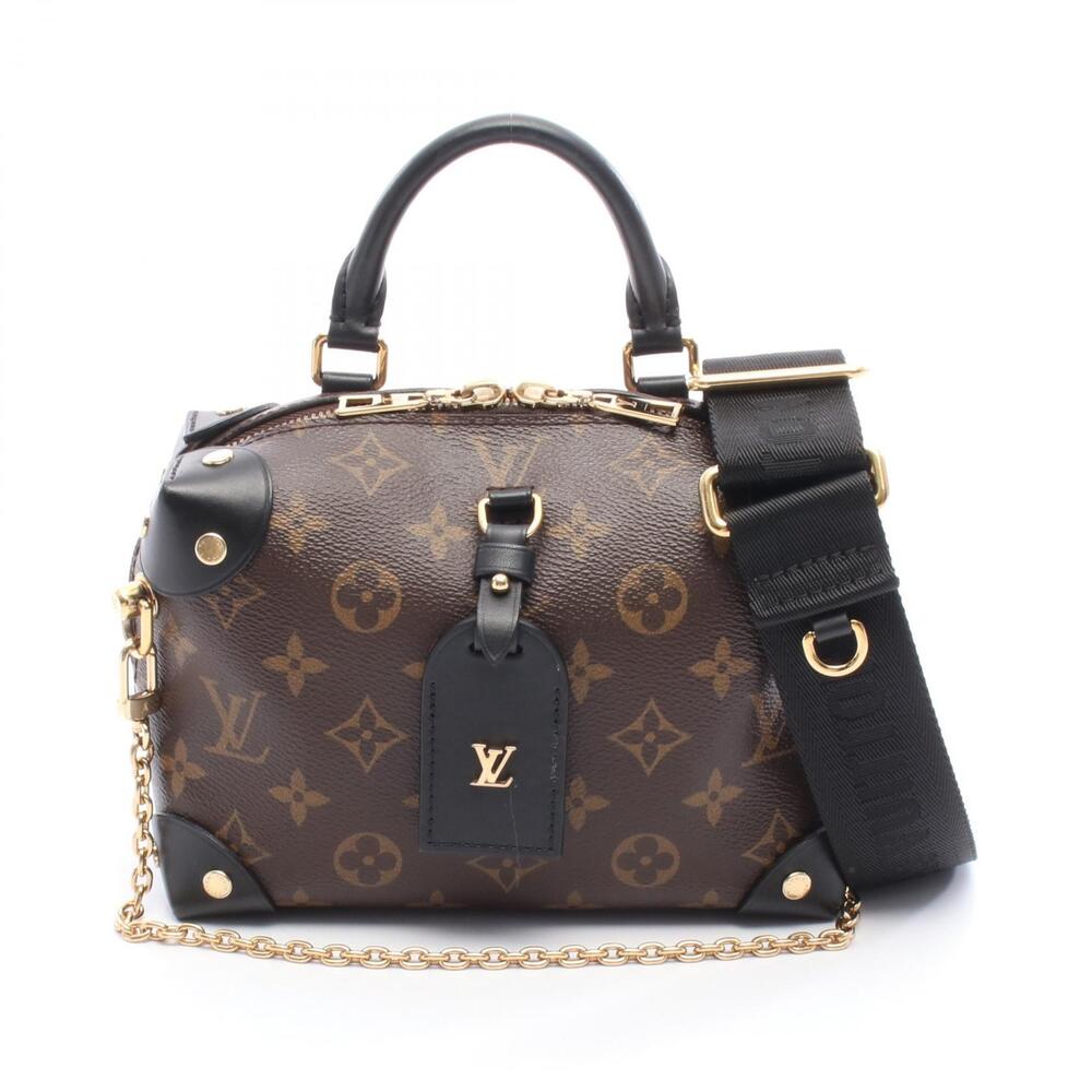 Louis Vuitton Malle Souple Handbag Canvas Leather Monogram Brown Black